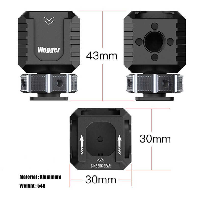 Vier Demping Hoofd Uitbreiding Poort Verbinding Microfoon Op Camera Mount Shoe Base Set Adapter Voor Video Light 1/4 ''schroef 3/8''