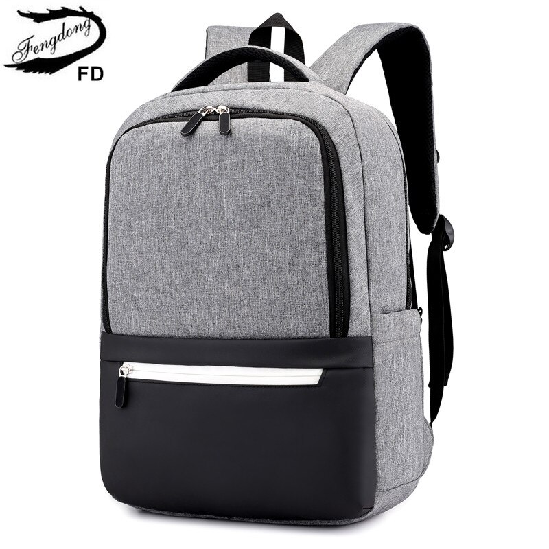 Fengdong school bags for boys student waterproof school backpack for boy laptop bag male luggage travel backpack: grey