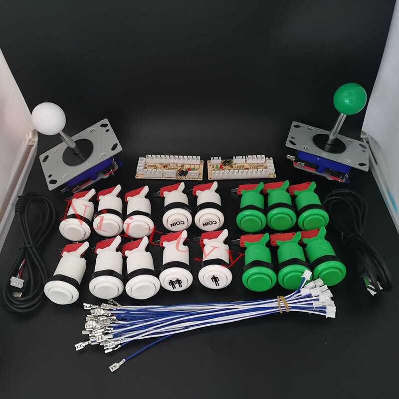 2 spiller arkade joystick kontrol diy kit nul forsinkelse bord usb til pc hindbær pi spil happ stil joystick + amerikansk trykknap: 3