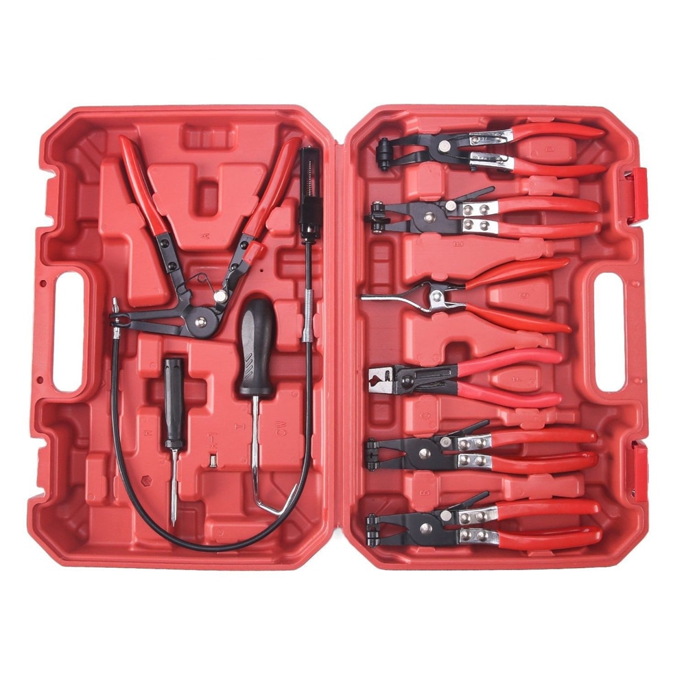 9pcs Hose Clamp Plier Set Automotive Tools Bendable throat tube bundle pliers Kit Auto Hand Tool Reach Wire Plier Car Repair