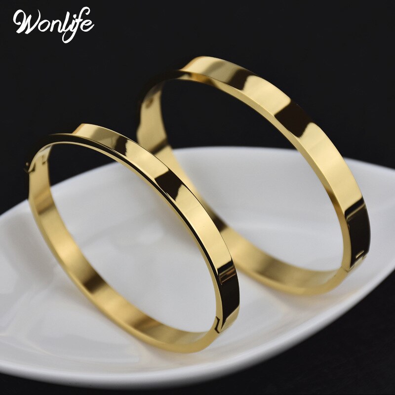 Wonlife Semplice Liscio Dei Monili di Coppia in Acciaio Inox Mutil-colore amante Pianura Bracciali e Braccialetti per le Donne Degli Uomini Regalo