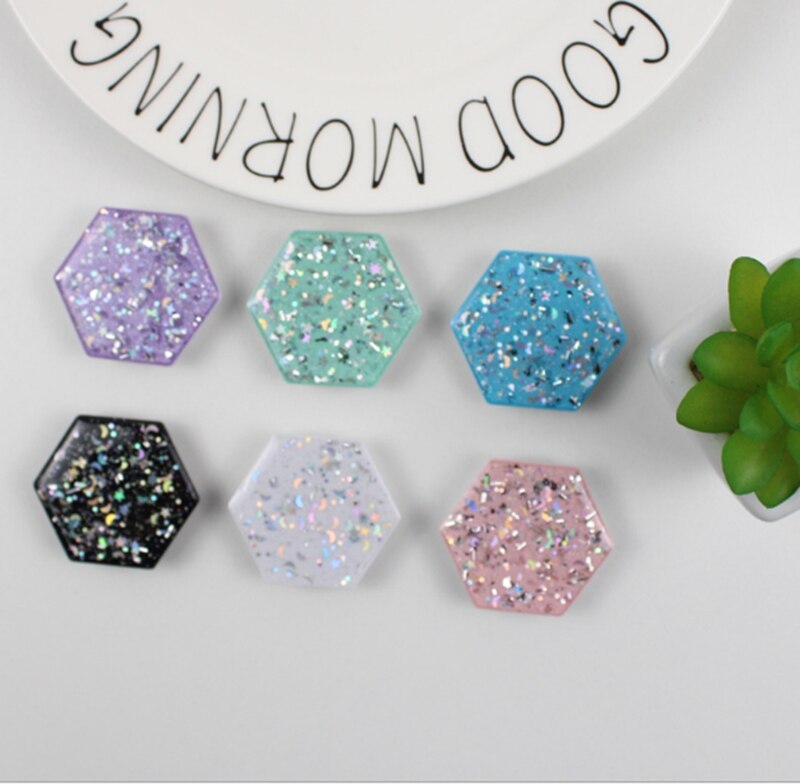 Zeshoekige gladde epoxy multifunctionele telefoonhouder met gripbevestiging, airbagbeugel voor mobiele telefoon en kleine tafel.