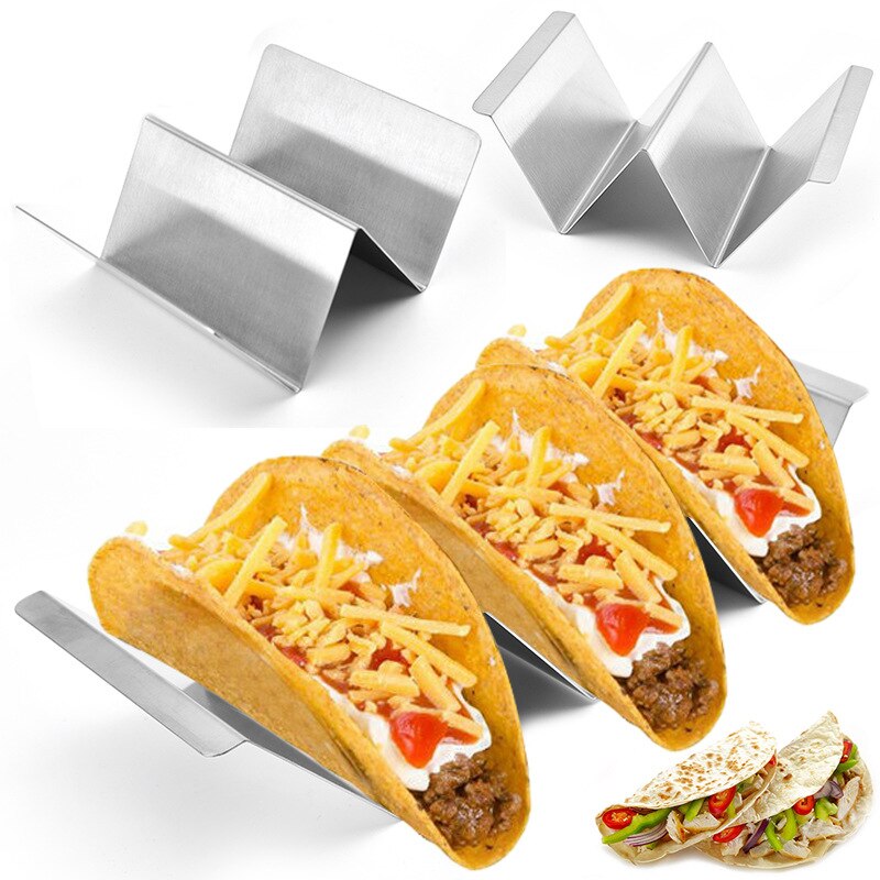 Bølgeform taco holder rustfrit stål restaurant mad display rack mexicansk mad hårdt stativ holder spring roll pandekage rack