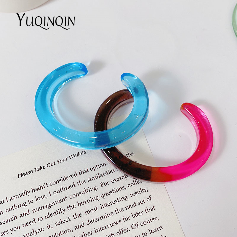 Braccialetti con ciondoli trasparenti colorati Desinger per donna braccialetti aperti indiani in resina di grandi dimensioni per gioielli di moda in acrilico per ragazza