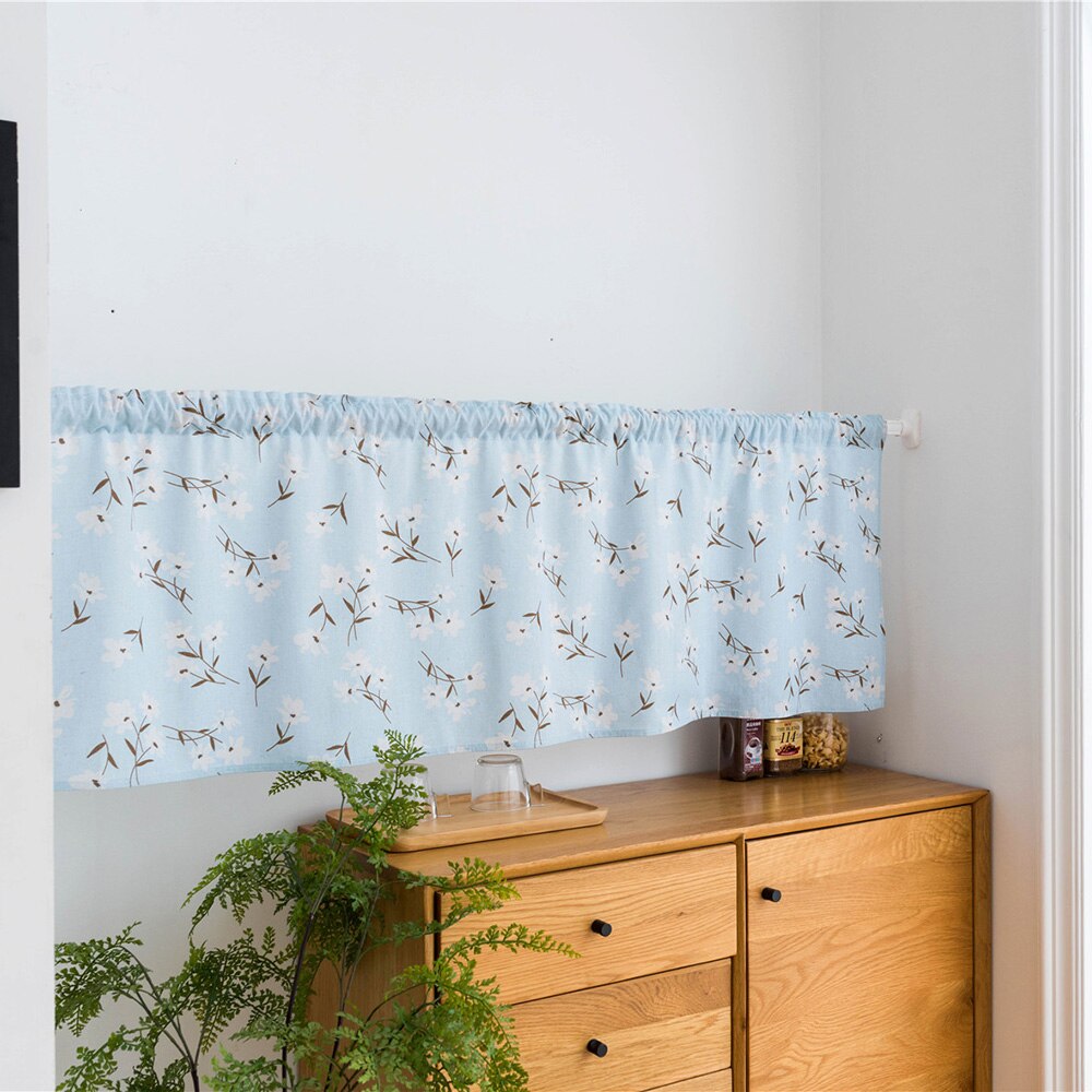 Cantonnière rideaux pour salon Rose impression fenêtre rideau cantonnières toile de jute coton court Semi-transparent rideaux fenêtre rideaux
