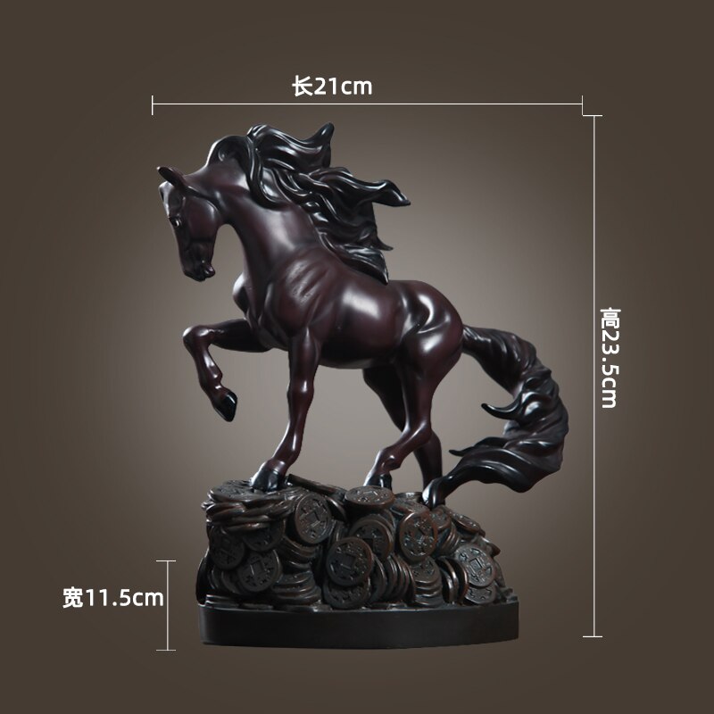 Gullhest statuett håndverk ornamenter mørk hest dyr statue kontor desktop dekor nordisk hjem dekorasjon harpiks figurer: B