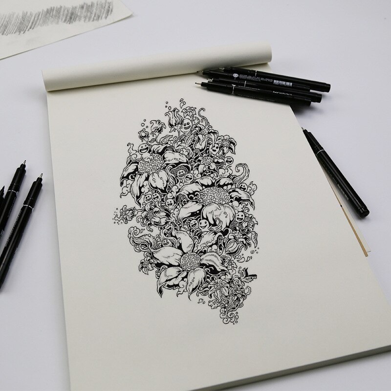 9 stk nålespiss grafisk tegning pennesett mikron finne liner markør skisse pensel kunst vannbasert pigment blekk vanntett  a6150