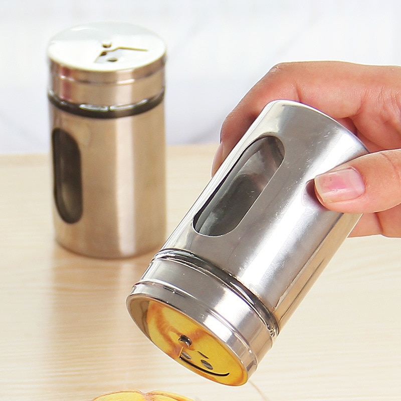 Stainless Steel Spice Shaker Jar Sugar Salt Pepper Herbs Toothpick Storage Bottle BBQ Spice Storage Bottle Cooking Seasoning Tin