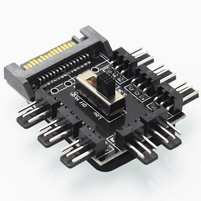 Multi Weg Splitter Lüfter Hub PC Computer SATA 1 zu 8 3Stift 12V Steckdose PCB Adapter XXM8 & PC