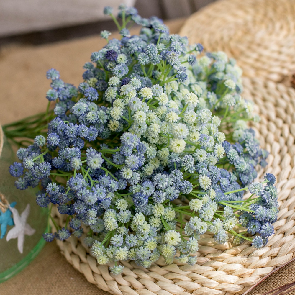135 mini hoveder ægte følelse kunstig gypsophila bryllup dekoration fødselsdag gør det selv foto rekvisitter plast pu blomsterkrans