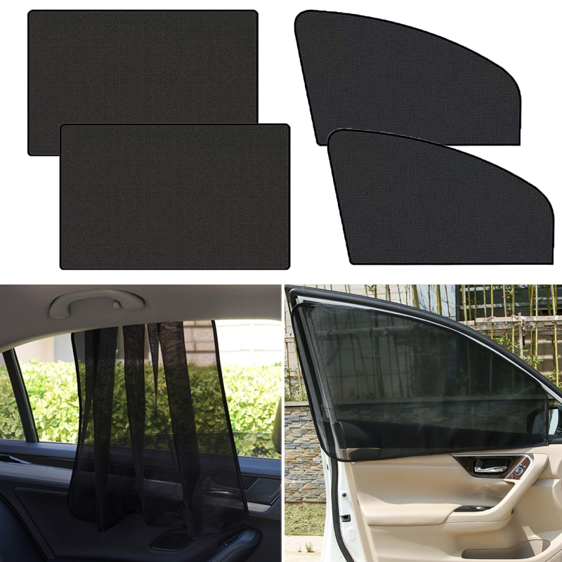 Rideau de Protection solaire magnétique pour voiture, 4 pièces, pare-soleil pour fenêtre latérale, respirant, maille, Protection UV d'été, Film de Protection pour fenêtre