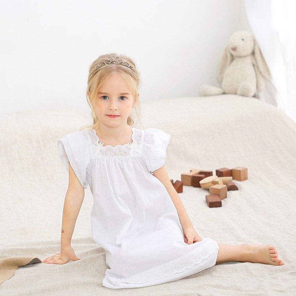 Camisón de manga corta para niñas, pijamas de estilo de corte, Tops bonitos de ocio, de princesa, de verano