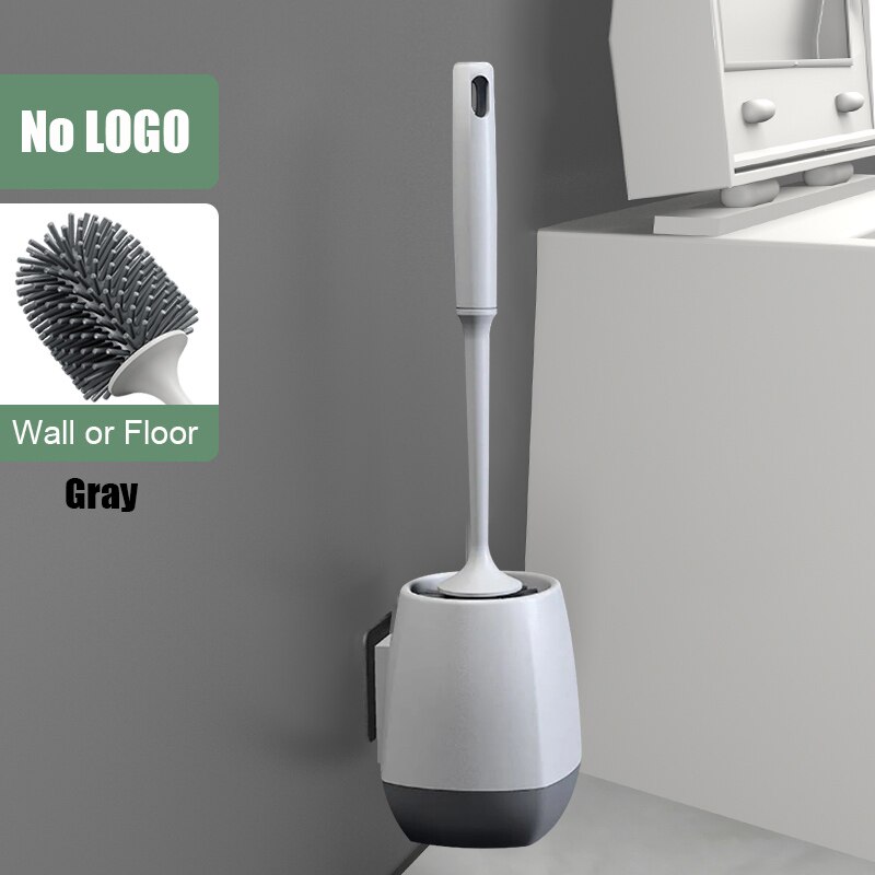Oneup cabeça de borracha quadro escova de limpeza de toalete para banheiro fixado na parede do assoalho doméstico limpo acessórios do banheiro escova de toalete: Gray