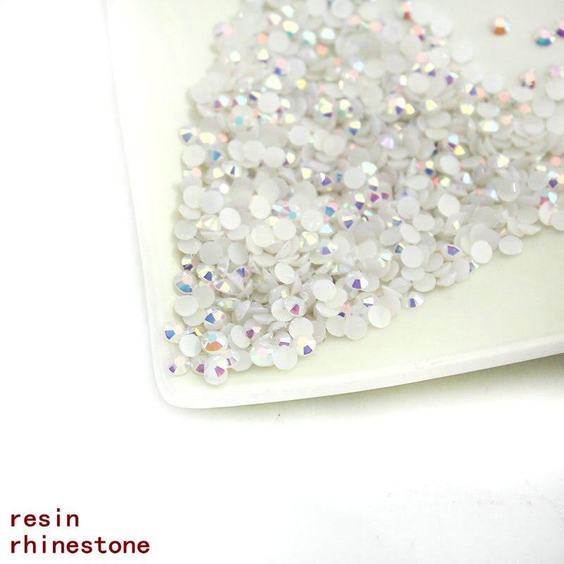 10000 stuks/zak Crystal AB/Wit AB 4mm Plaksteen Trimmen Hars Motief Strass Sticker Diamant Schilderen