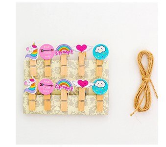 (10 pieces/lot) Cute Cartoon Color Small Wooden Clip Hanging DIY Photo Small Clip Wooden Cartoon Photo Clip: 6