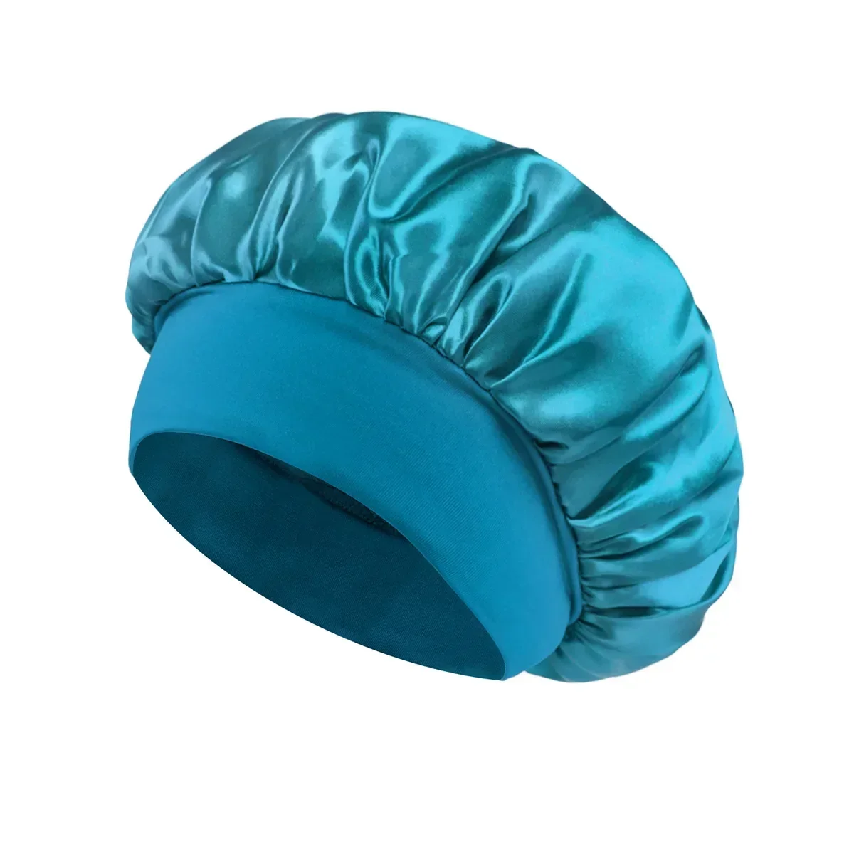 1 Uds. Gorro para dormir de ala ancha de satén liso Unisex, gorro con banda elástica, gorro para el cuidado del cabello, gorro de noche: Verde militar