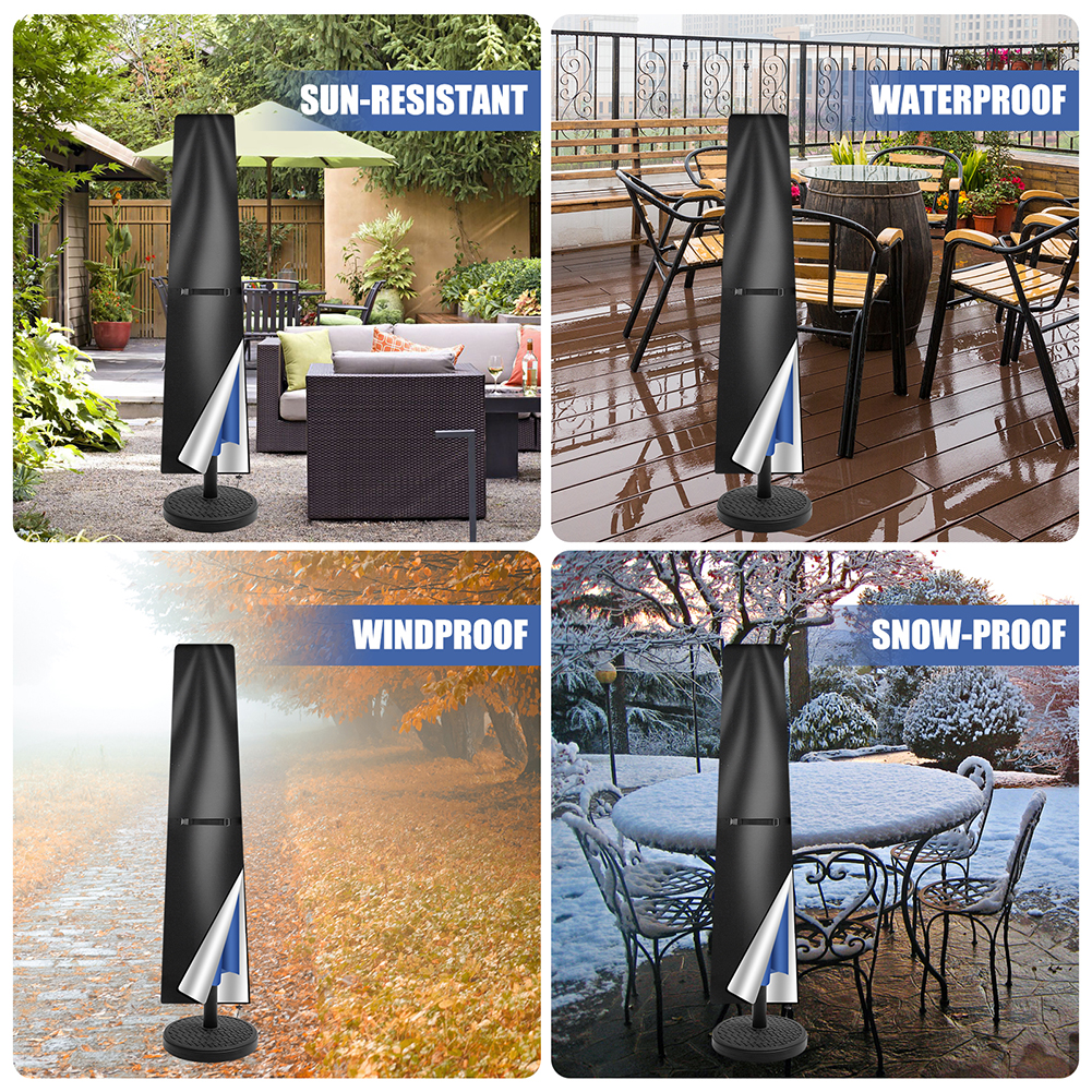 Gerade Sonnenschirmabdeckung, wasserdichte Sonnenschirm-Schutzhülle mit Teleskopstange, Reißverschluss, UV-beständig, winddicht, Gartenschirmabdeckung