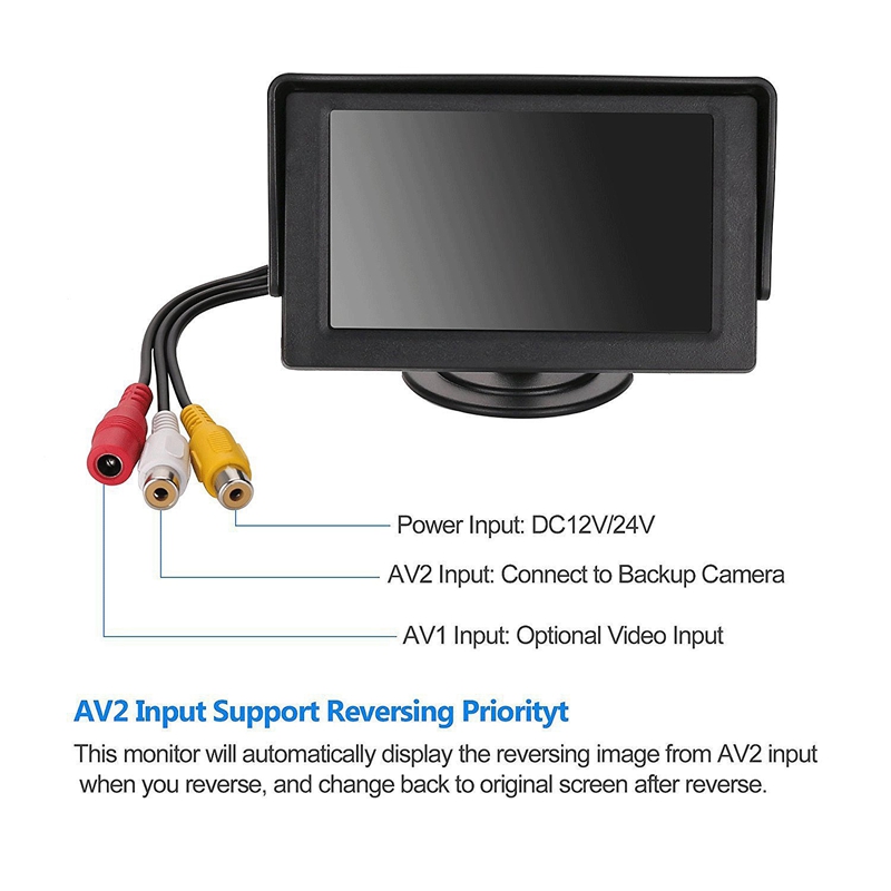 4.3 Inch Auto Hd Rear View Digitale Display Lcd Kleur Display Car Rear View Monitor Screen Met 2 Av-ingang voor Auto Achteruitrijcamera Cam