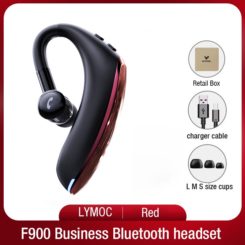 LYMOC Graphene 5.0 Bluetooth Earphones Wireless Headsets Nosice Cancelling HD MIC Handsfree Business Driver for iPhone Xiaomi: Red Package box