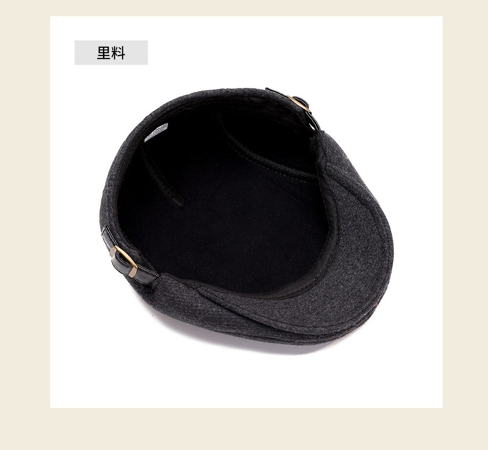 K258-gorros elegantes de lana para hombre, sombrero de boina para exteriores, otoño e invierno, gorra de Retro, sombrero de pintor, cuerno,