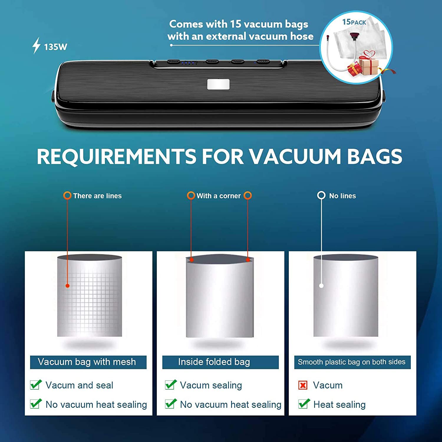 Yajiao ] Volledige Automatische Vacuüm Sealer Machine Droog & Vochtig Seal Modi Voedsel Sealer Machine Met 15 stuks Vacuüm Zakken