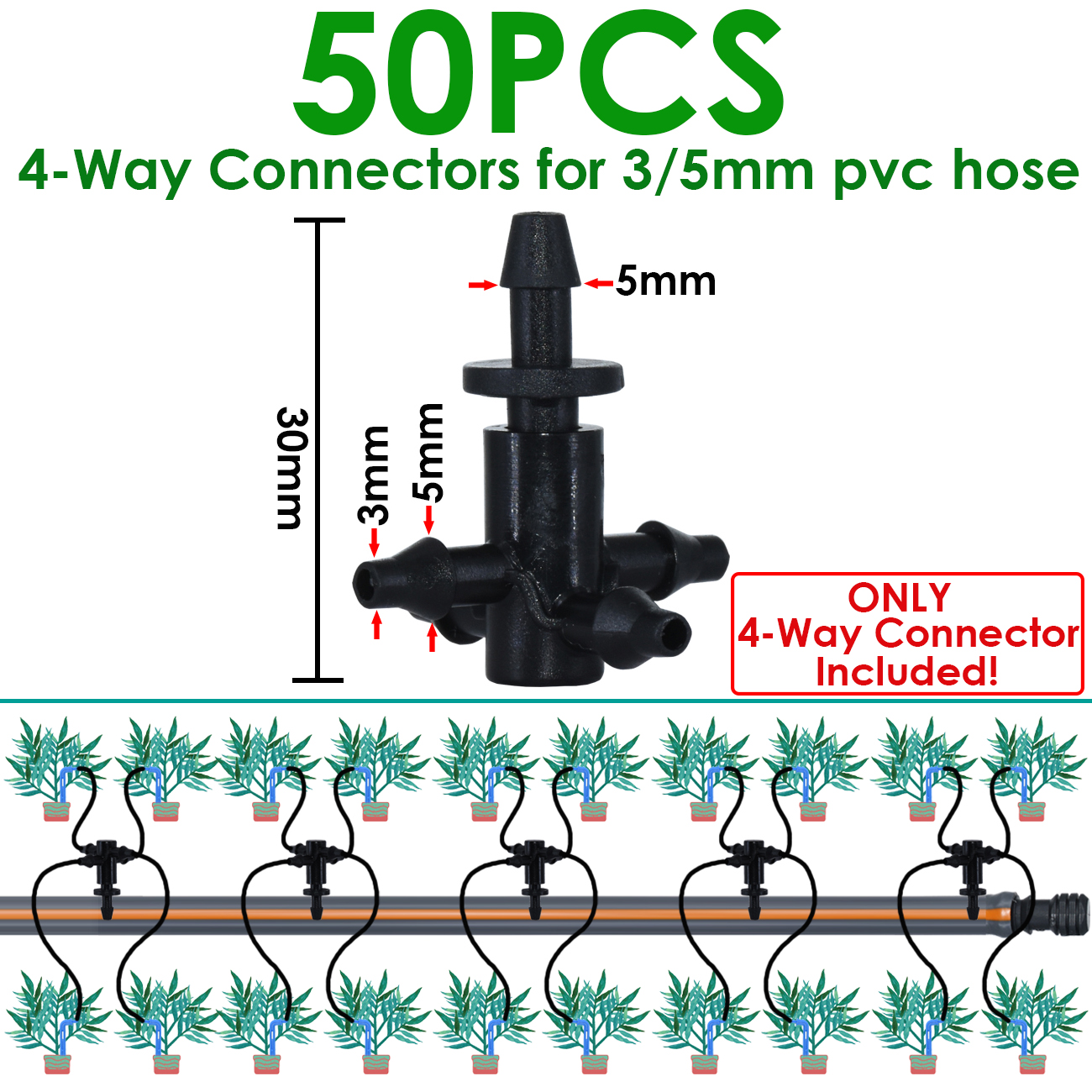 Sprycle Greenhouse 2L/H 4-Way Drip Irrigation 2-Way 3/5mm Garden Automatic Watering System Dripper Kit DIY for Pot Plant Bonsai: Pink