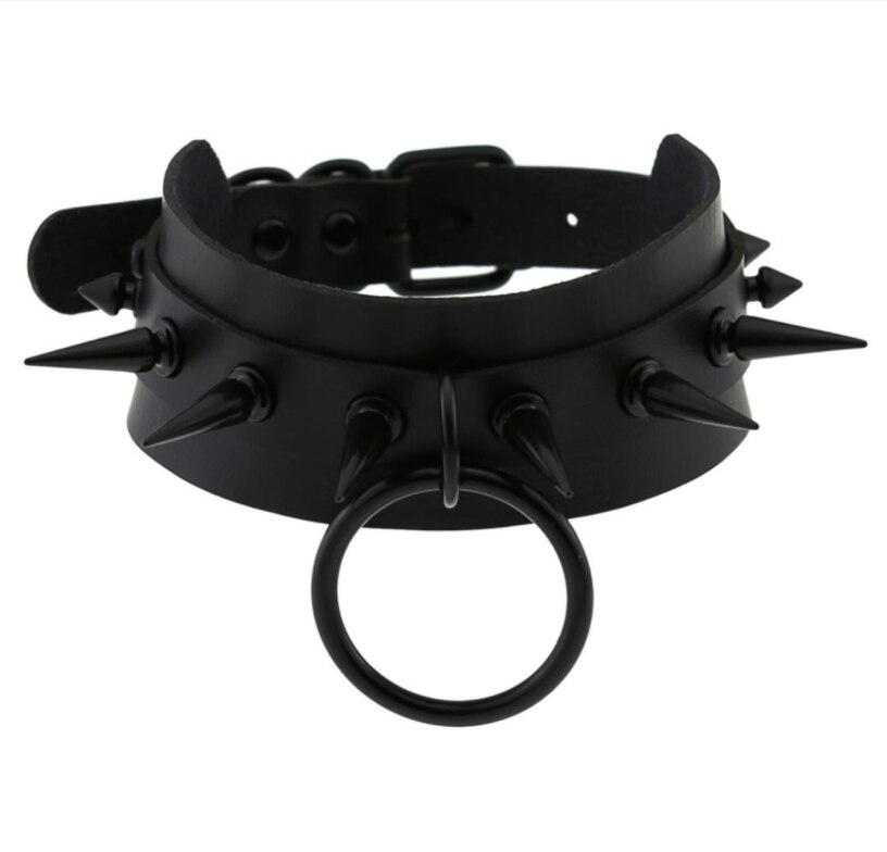 Gothic Jewelry Punk Spike goth Choker Woman Collar women Studded Rivet Black Leather Choker men Necklace chocker Emo Halloween: black