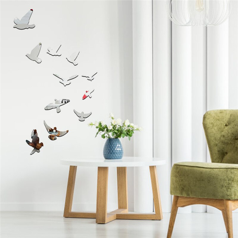 4 kolory akrylowe podnoszenie ptaki rama lustro powierzchnia naklejki ścienne dzieci sypialnia 3D diy ściana dekoracja odpinany Sztuka