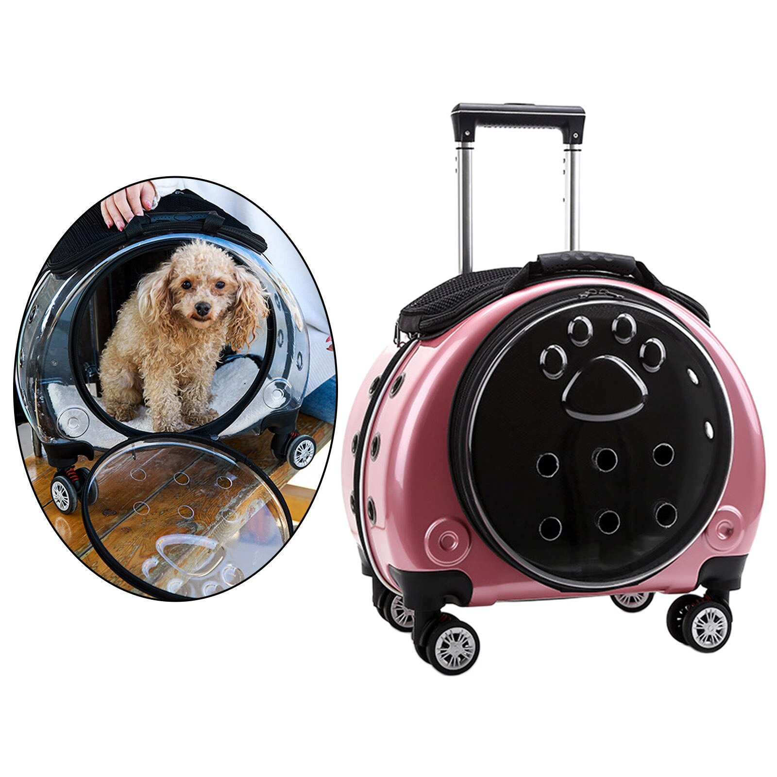 Pet Carrier Outing Backpack Astronaut Trolley Case Puppy Dog Bag: Pink