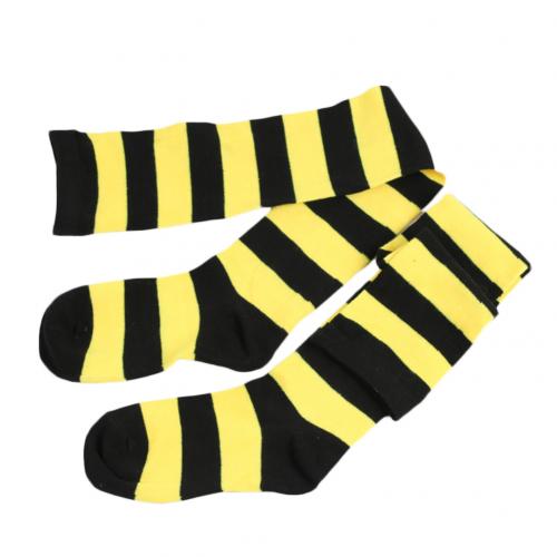 Long Stripe Printed Thigh High Striped Cotton Socks Women Christmas Color Striped Over The Knee Thigh High Stockings: 7Yellow Black