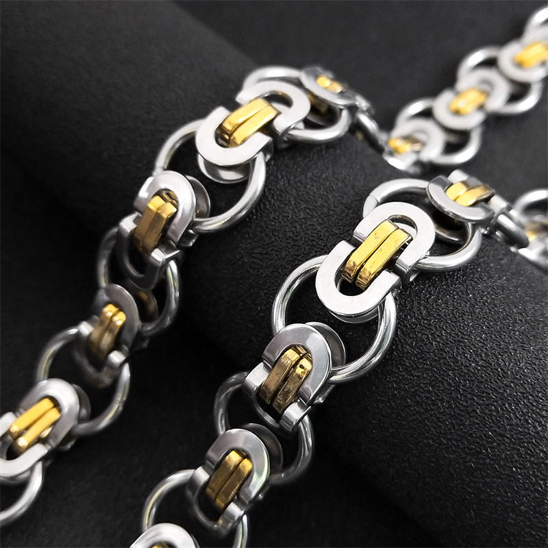 Hiphop Byzantijnse Ronde Ketting voor Vrouwen Mannen Goud Kleur Rvs Mannelijke Dikke Kettingen Sieraden kraag hombre
