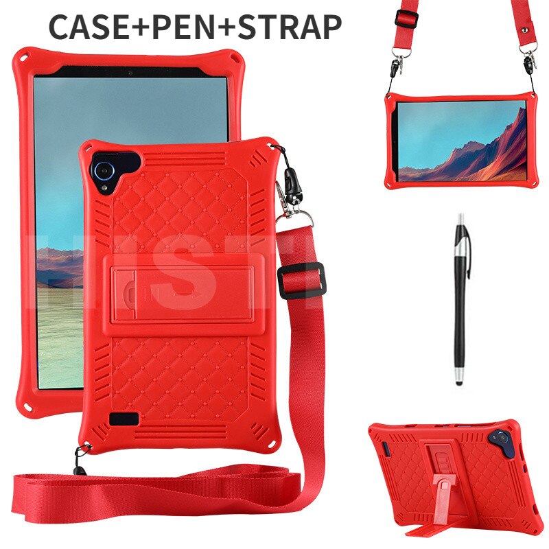 Pro Samsung Galaxis Tab A8 SM-T290 SM-T295 8.0" Tablette PC Sanft Shockproof Silizium Startseite Fall mit Rückseite Kickstand: FG-PS-RD