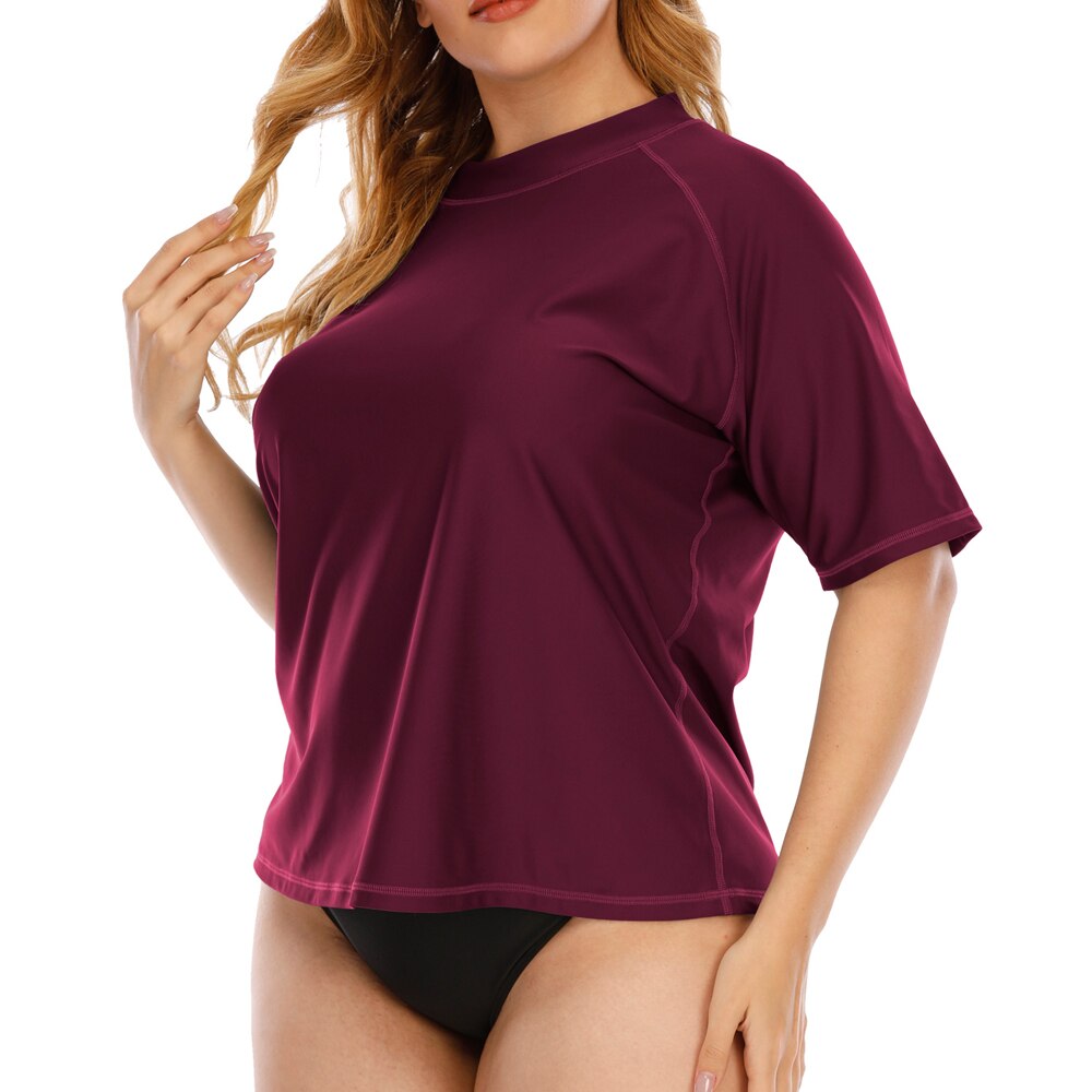 Women's Plus Size Short Sleeve Rashguard Sun Protective UV Swim Shirt Surfing Top Hiking Shirts Rash Guard UPF50+ T-shirts: WR002A / 1X