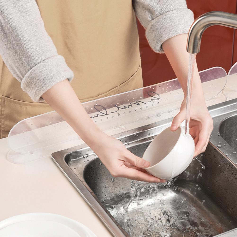 Transparent Reusable Sink Water Splash Guard Delicate Printed Effective Water Retention Bathroom Waterproof Screen