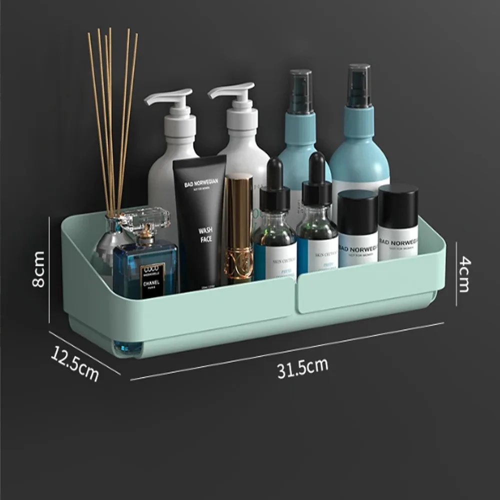 Badeværelse køkken bekvemmelighedsstativ hylde makeup opbevaringsorganisator kosmetik shampoo rack bruser hylde væg krydderirække uden boring: Multi