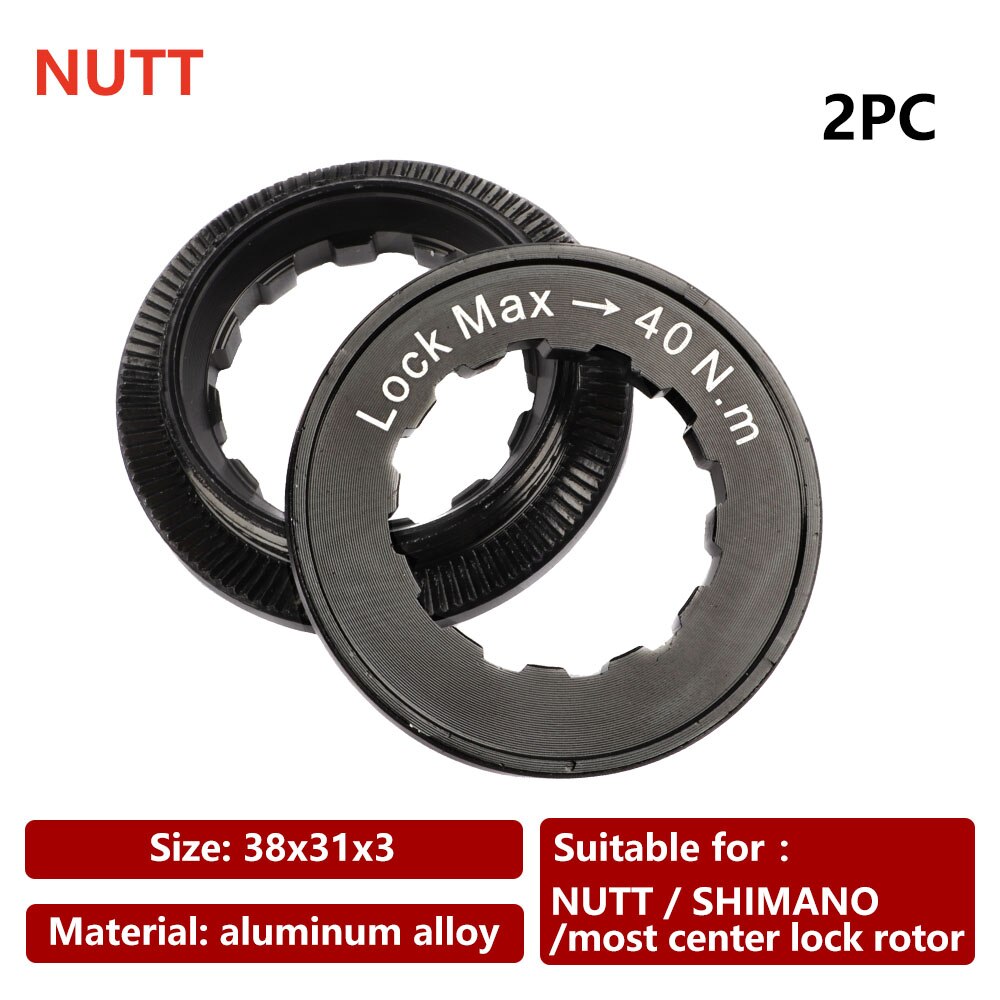 Nutt 2pc centerlock hubs rotor adapter mtb bike center lock disc cover / cap tool sleeve aluminium legering kit til cykeldele: Låsedæksel  x 2
