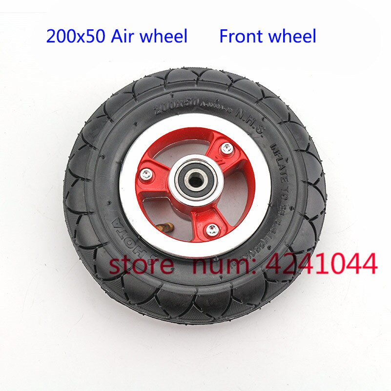 8 inch front&rear Wheels With Drive Gear+brake kit 200x50 Inflatable tire tube /solid tyre with alloy rim for Electric scooter B: Front -Air wheel