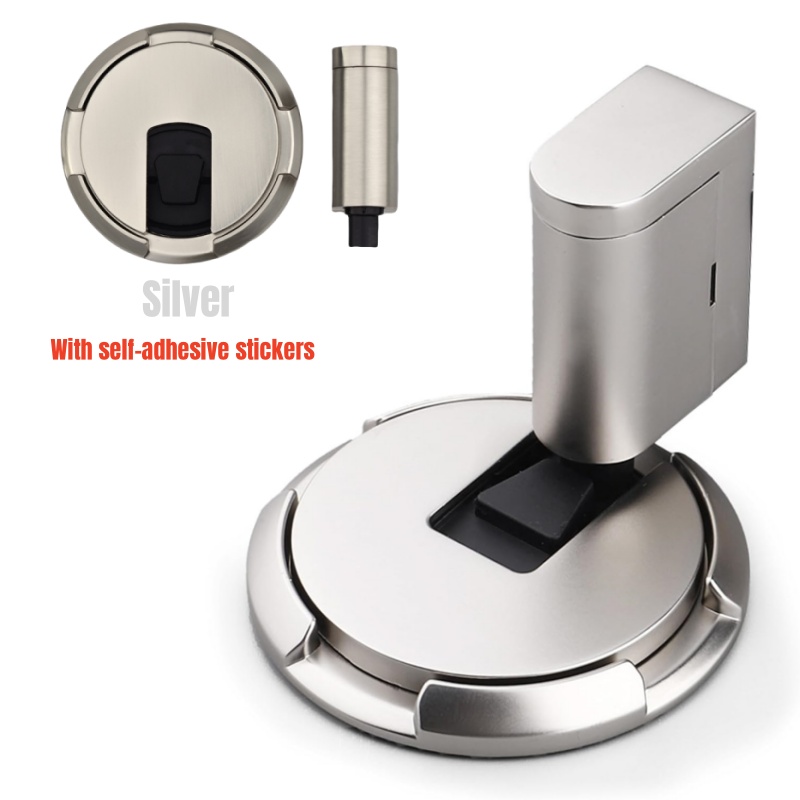 Heavy Duty Magnetic Door Stopper Mechanical Door Stop Adjustable Door Holder Non-punch Sticker Door Stop Furniture Door Hardware: Silver