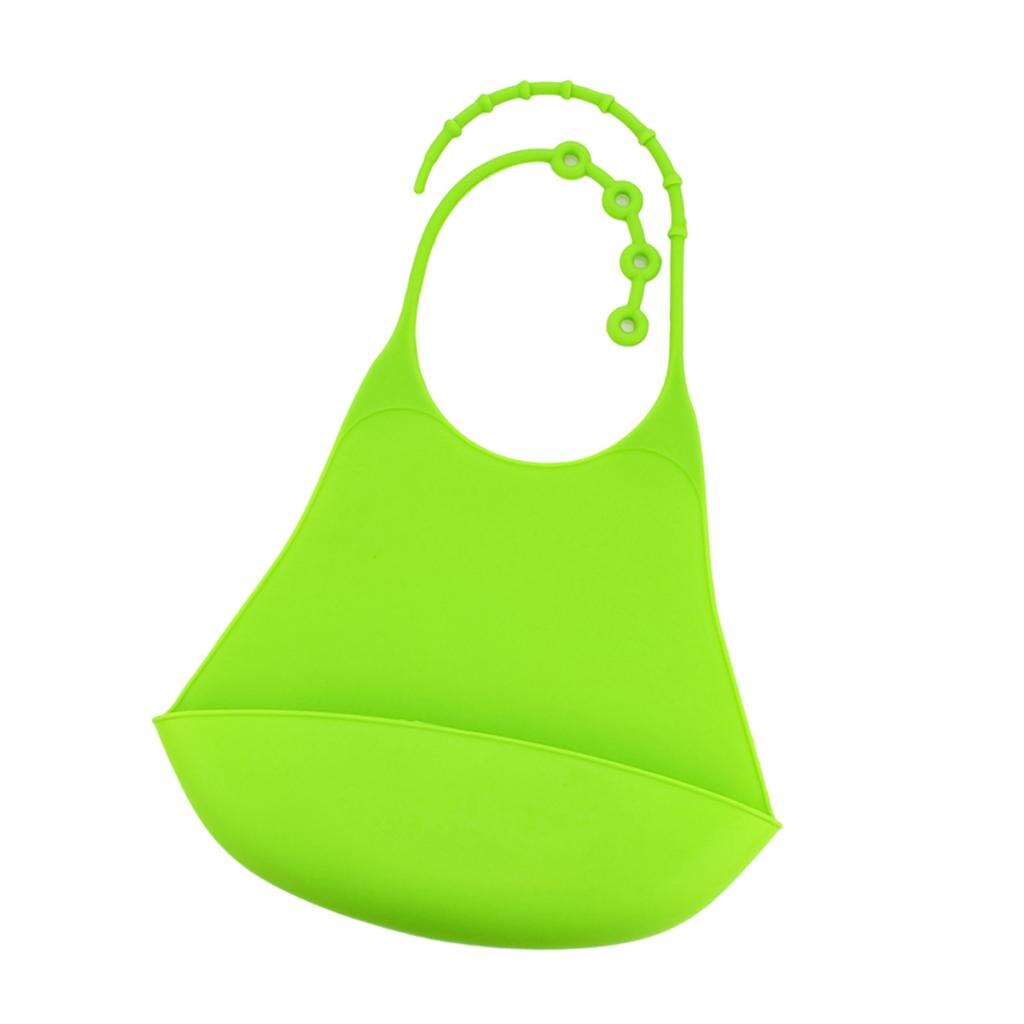 Bavoir en Silicone pour adultes, pour femmes et hommes, protection imperméable pour les repas, avec poche pour attraper des aliments profonds: Light Green