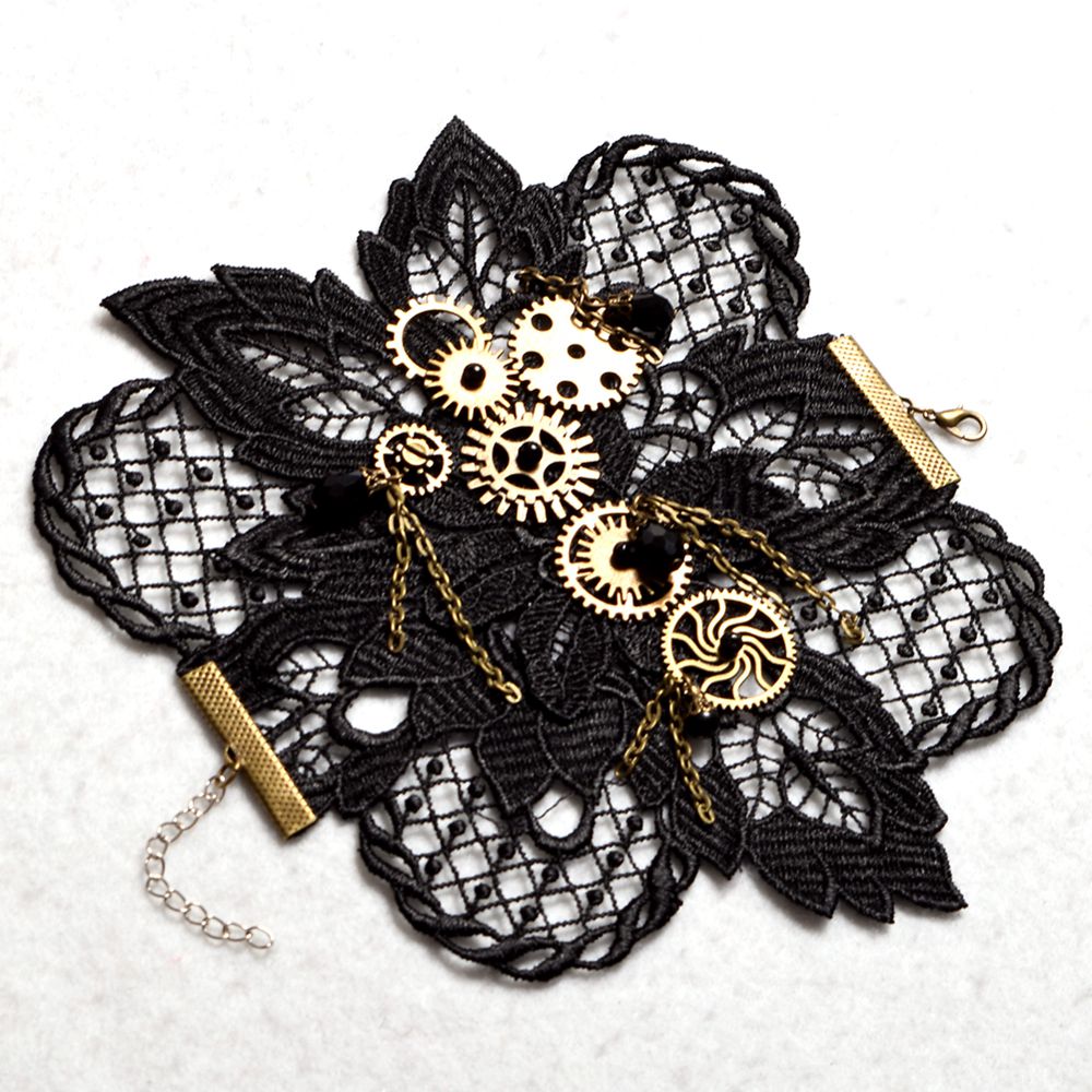 Gants Vintage Steampunk, équipement de poignet, rétro noir, Bracelet victorien, accessoires de Costume, brassard simple en dentelle: Gear