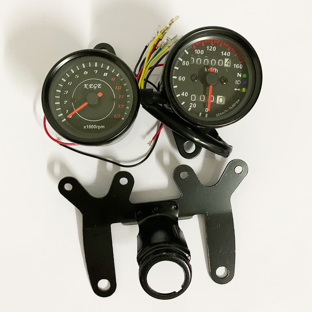 Motorcycle Odometer Black Shell With Bracket Modified Speed LED Electronic Tachometer Retro Table