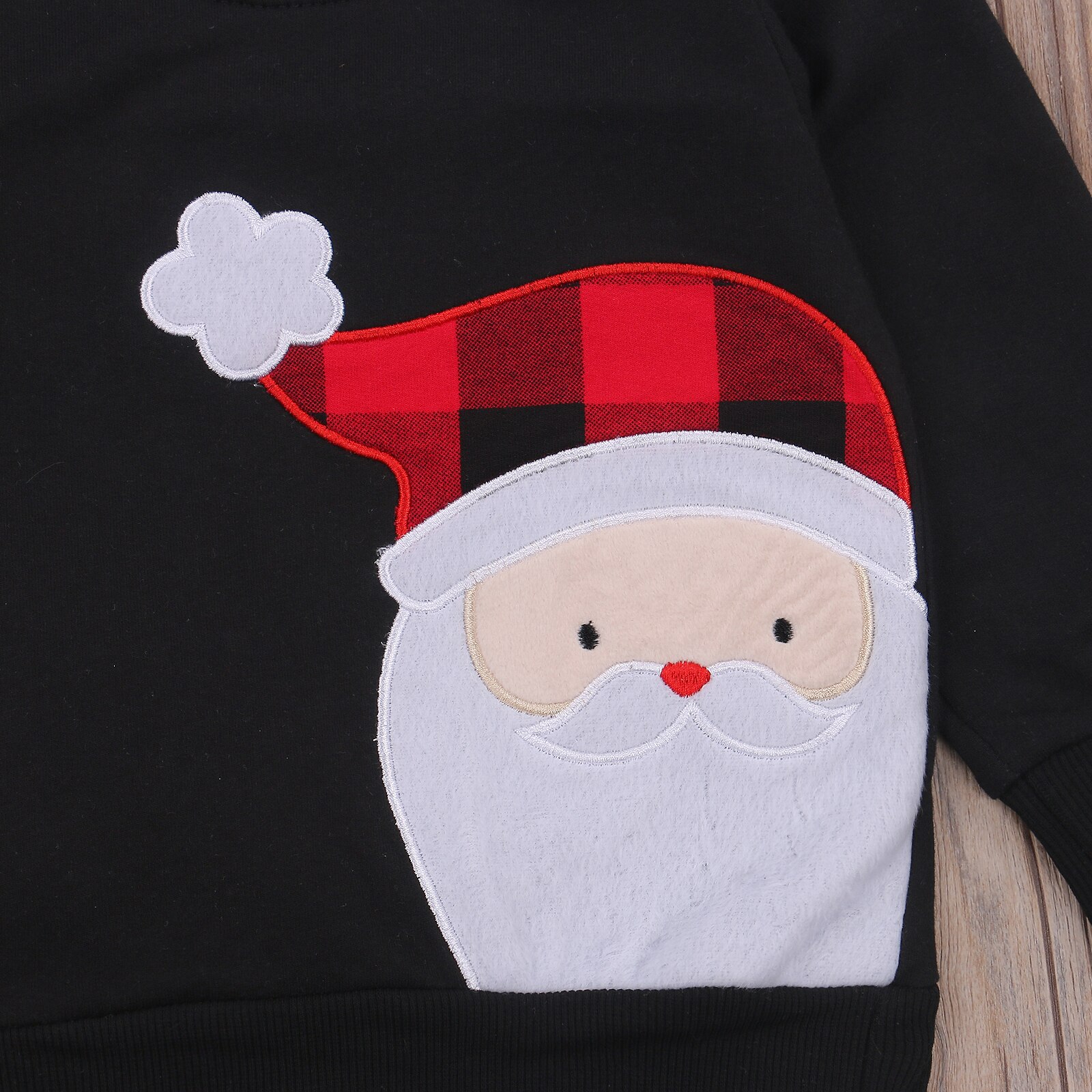 Baby Jongen Lange Mouw Broek Pak Cartoon Kerstman Trui T-shirt En Klassieke Plaid Elastische Lange Broek Homewear