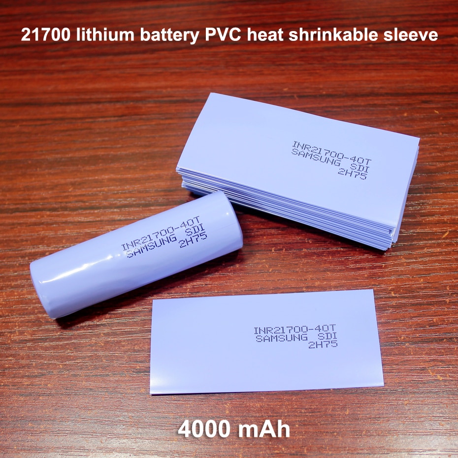 100 pcs/lot batterie encapsulation film 21700 lithium batterie peau remplacement manchon emballage film PVC rétractable manchon 4000MAH