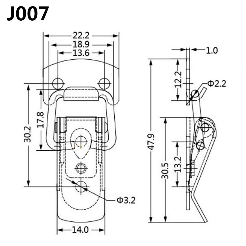 4Pcs/Lot Stainless Steel Hasp Spring Locking Latch Toolbox Chest Toggle Catch Clasp Box Hinges Furniture Hardware Accessories: 4Pcs J007