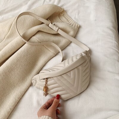 Mode Vrouwen Messenger Belt Bag Pack Lederen Taille Zakken Meisje Reizen Kleine Fanny Borst Pack Bolsas Dames Mini Schoudertas: Beige