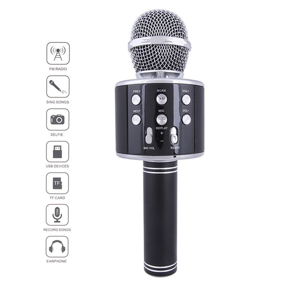 WS858 Altoparlante del Bluetooth Portatile di Karaoke Microfono Senza Fili Professionale Casa Ktv Microfono Palmare