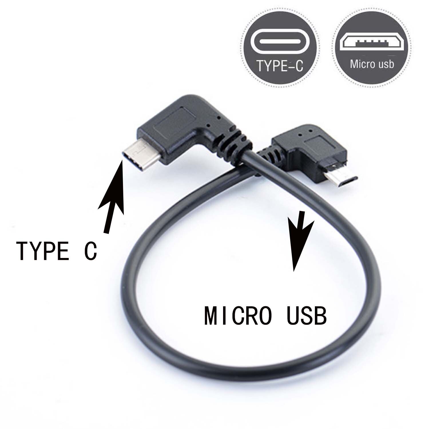 90 vinkel type c (usb-c) til micro usb sync charge otg oplader datakabel adapter
