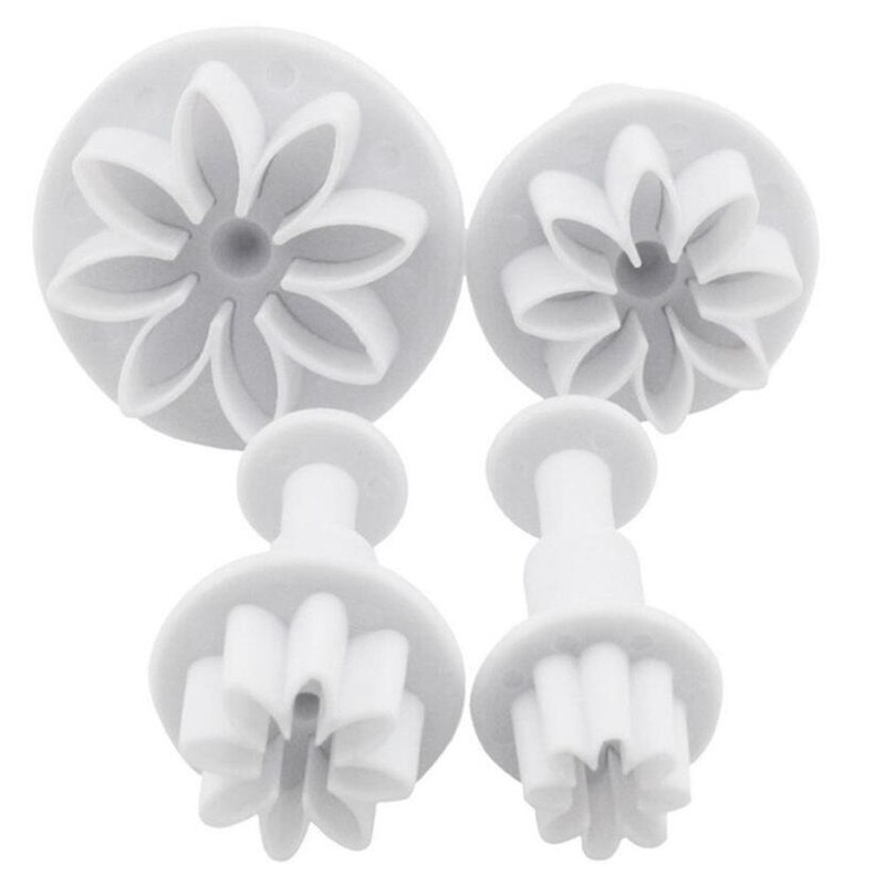 4Pcs/Set Plum Flower Plunger Fondant Mold Cutter Cake Tools Decorating Christmas Cake Decorating Tools: Default Title