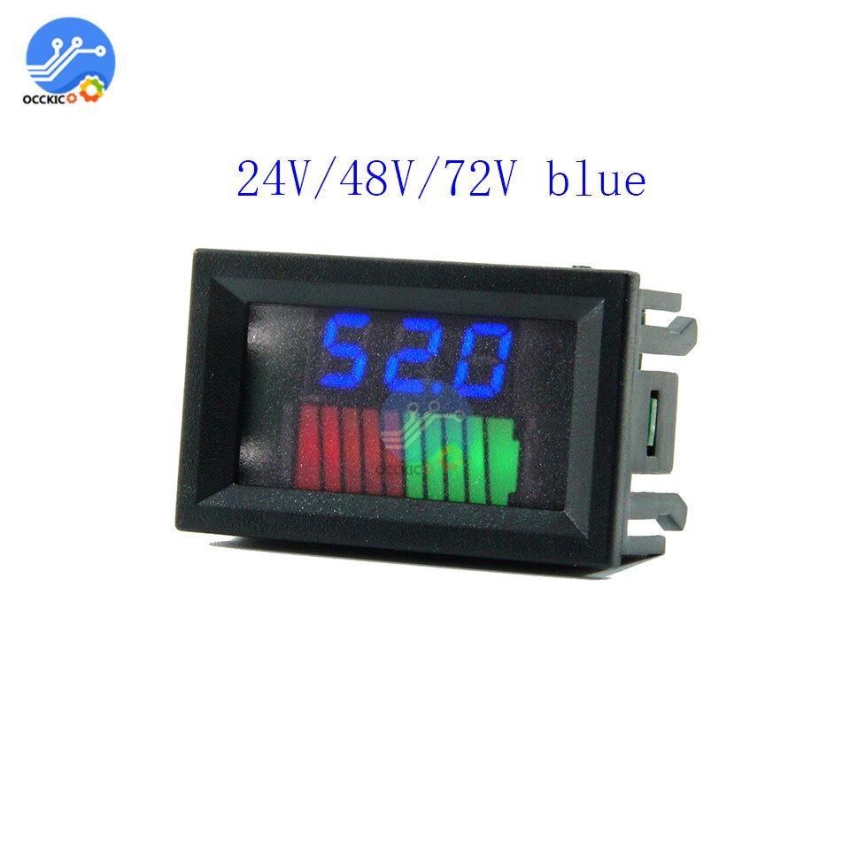 12V/36V/60V 24V/48V/72V 10-segment battery level indicator tester battery capacity digital indicator meter power level signal: 24V 48V 72V blue