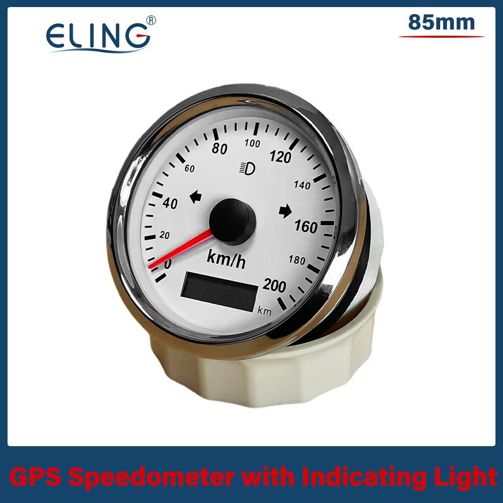 ELING Universal 85mm GPS Speedometer 0-125/160/200 km/h(MPH) Over Speed Alarm Left Right High Beam with Red Yellow Backlight